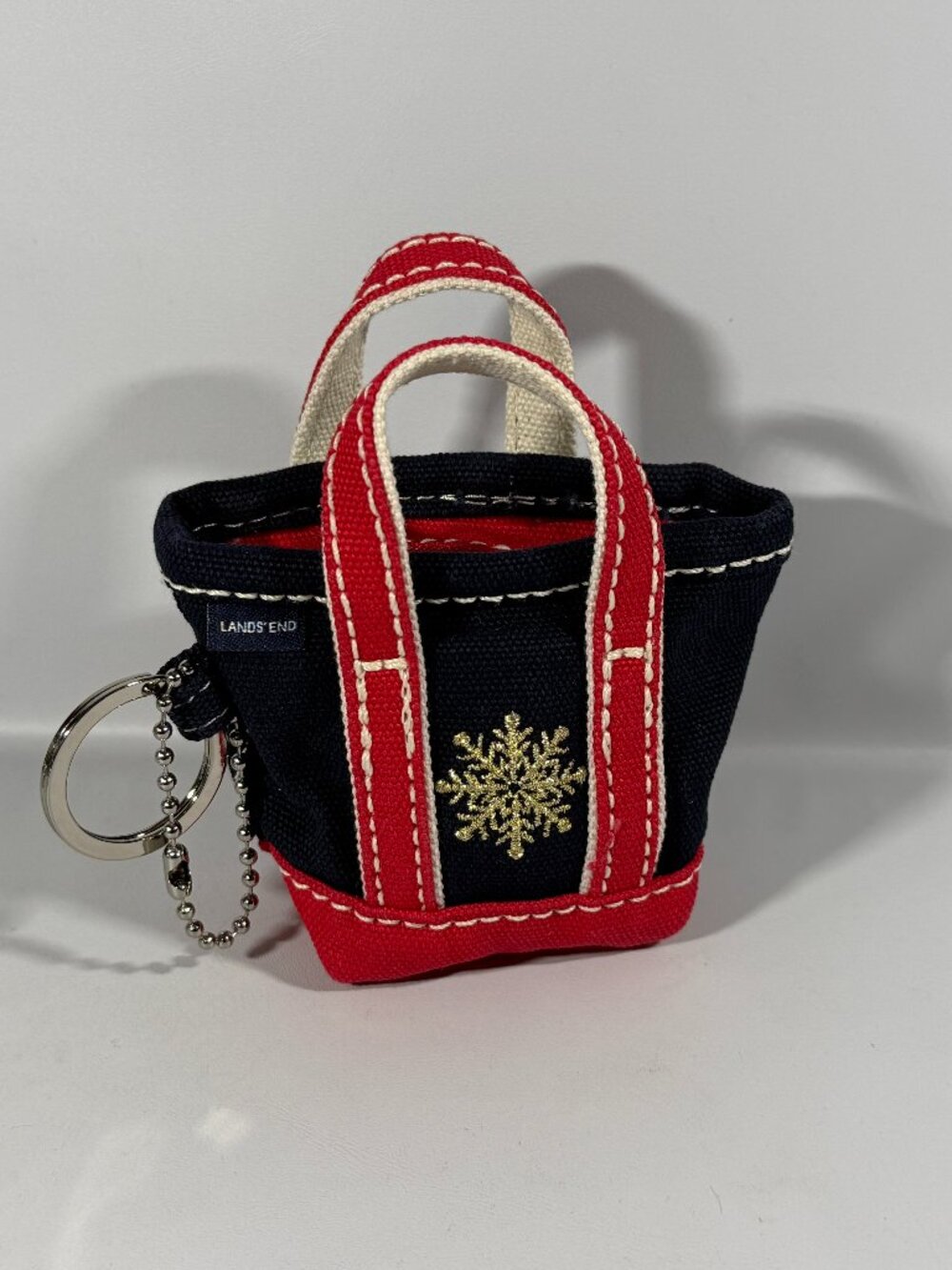 Land's End Micro Canvas Tote Snowflake Pattern NWT